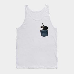 Black Bunny in Denim Pocket Tank Top